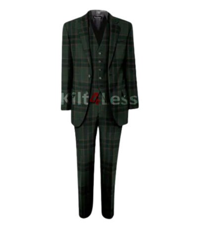 All Ireland Green Tartan Men's 3 Piece Tartan Suit