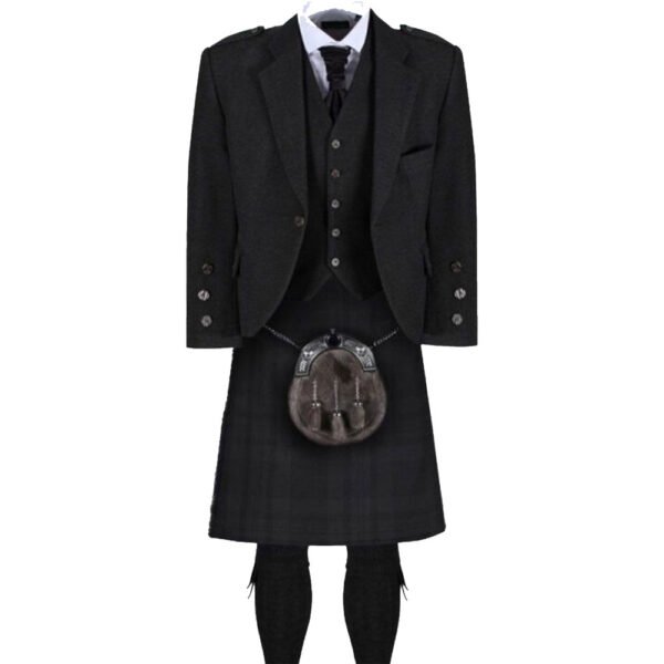 Black Isle Dark Grey Tweed Jacket Kilt Outfit