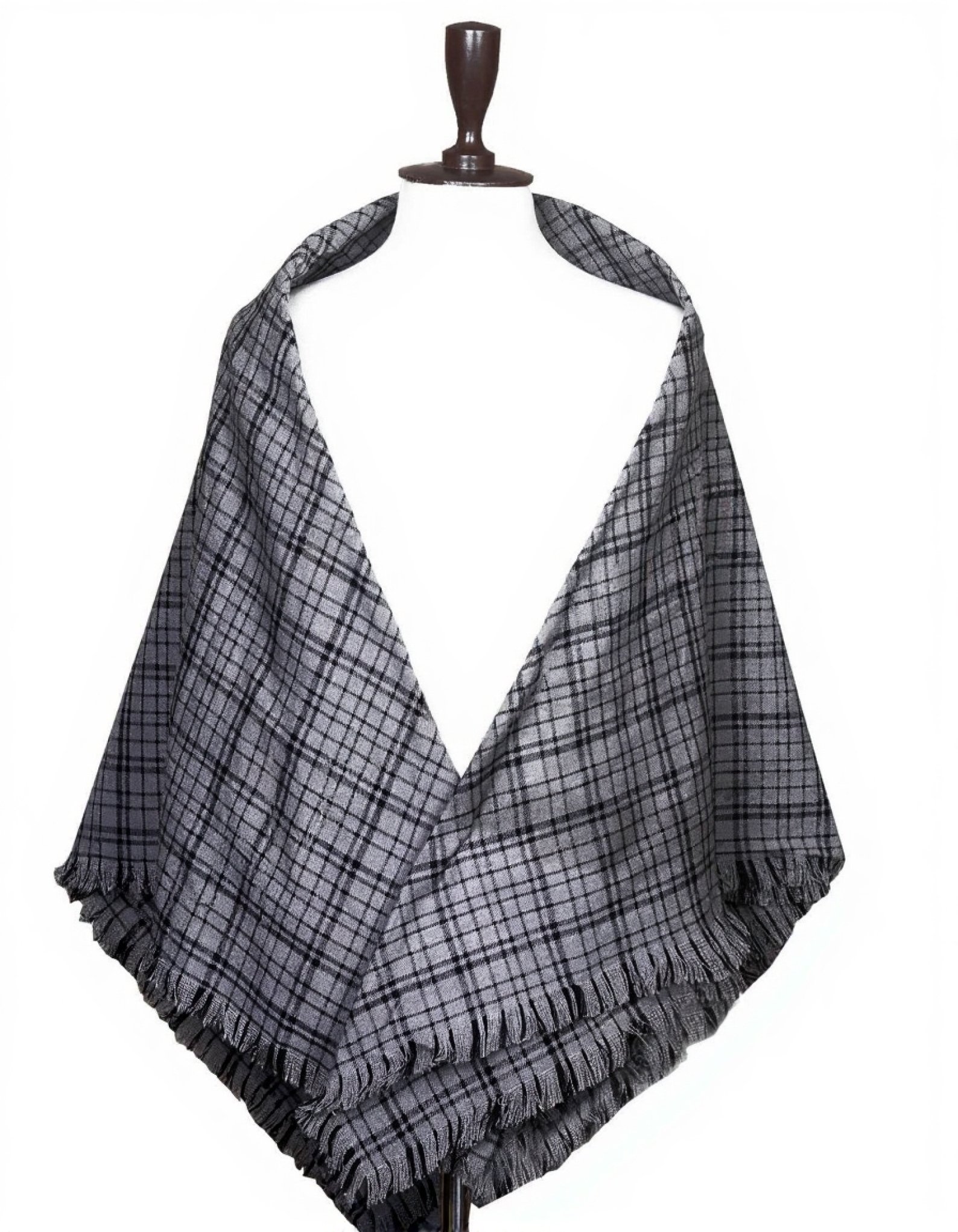 Black Dark Shadow Tartan Shawl