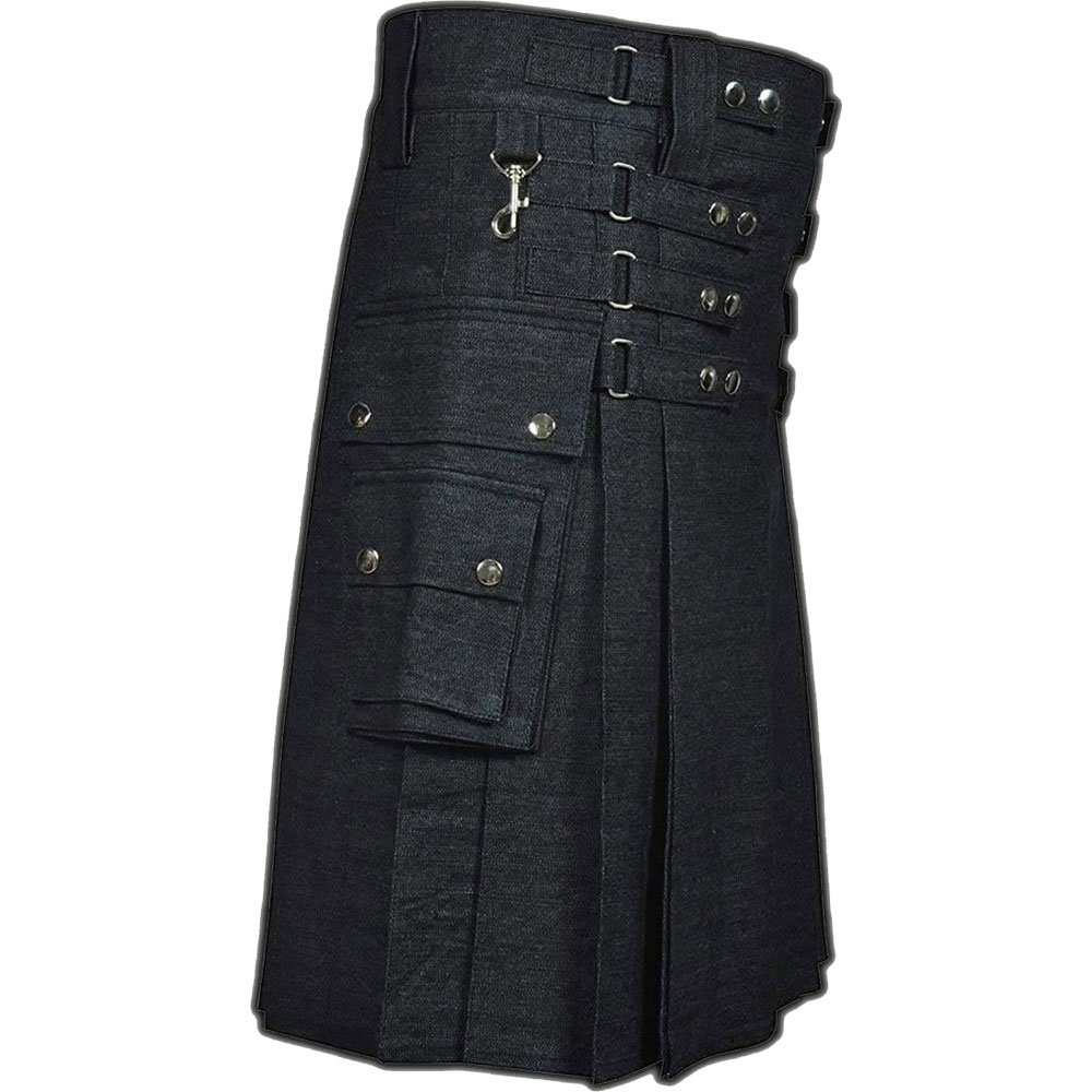 Black Denim Kilt For Women