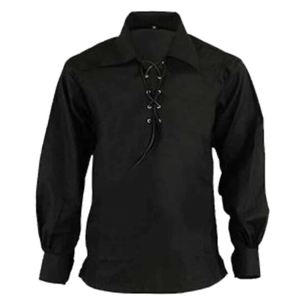 Black Ghillie Shirt For Scottish Kilt