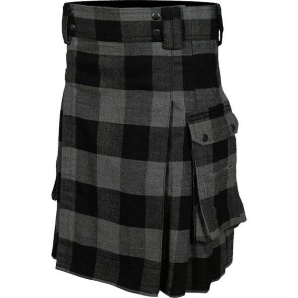 Modern Grey Tartan Utility Kilt