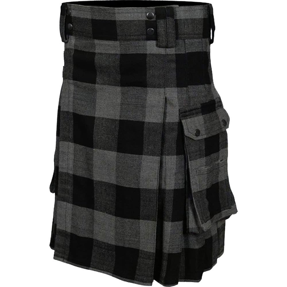 Modern Grey Tartan Utility Kilt