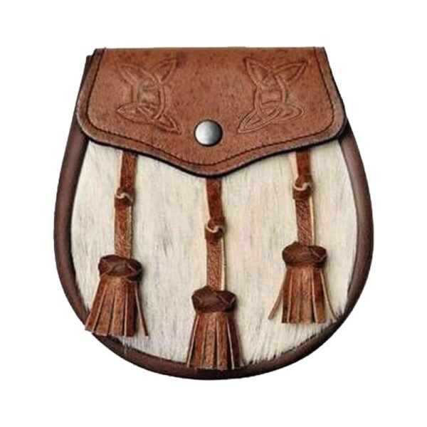 Semi Dress Natural Calfskin Khaki Celtic Embossed Sporran