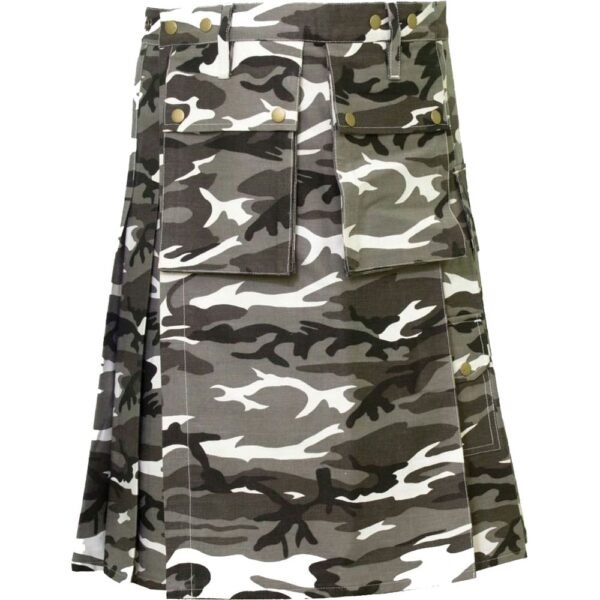 Urban Snow Camouflage Canvas Utility Kilt