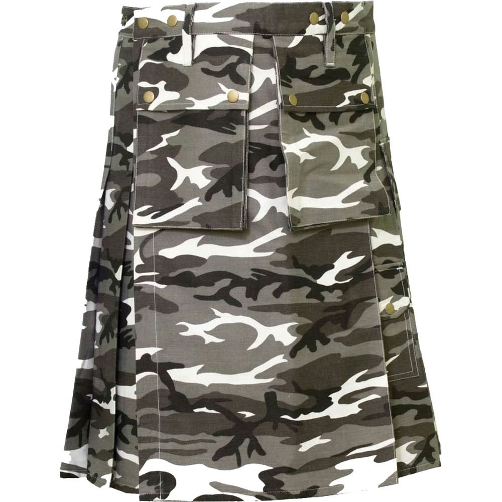 Urban Snow Camouflage Canvas Utility Kilt