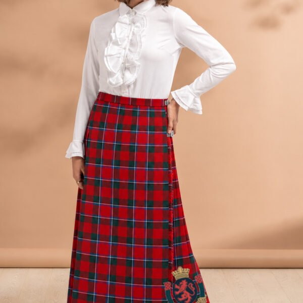 Sinclair Red Modern Tartan Midi Skirt